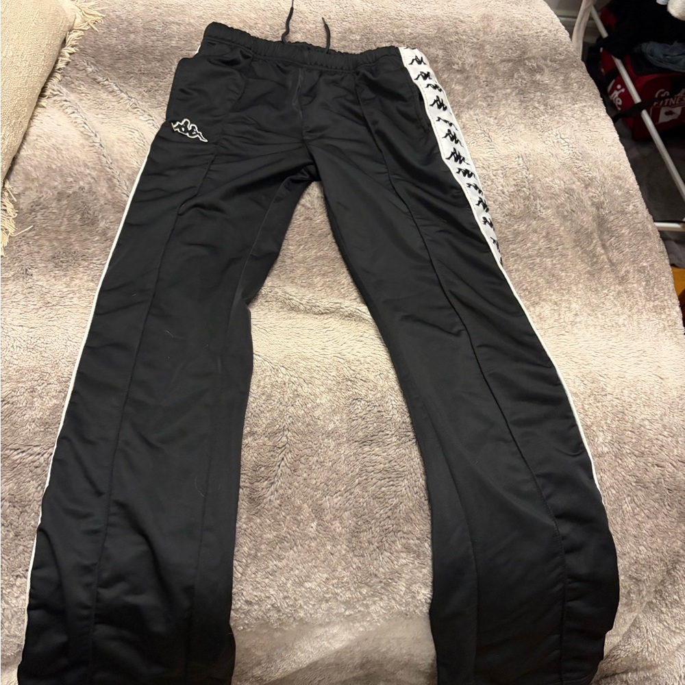 Kappa Black Pants with Logo Side Stripe